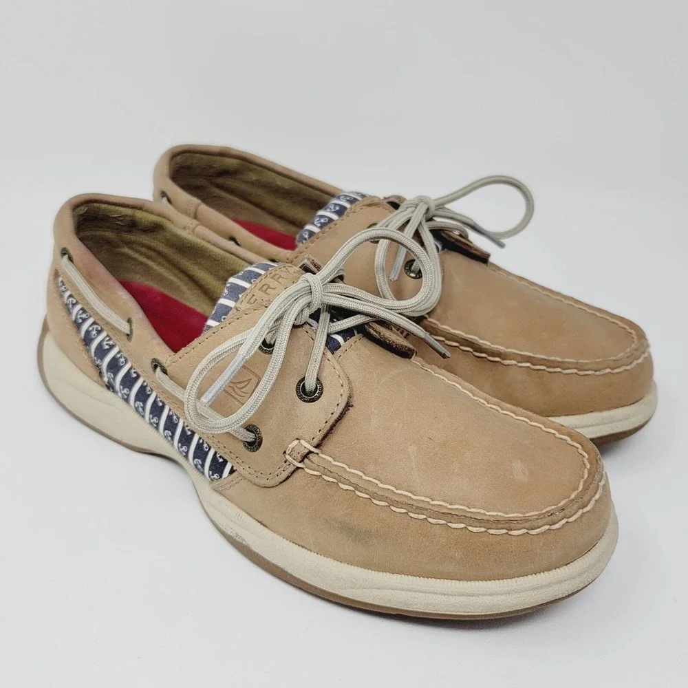 Sperry Top‎ Sider Womens Boat Shoes Size 7.5 Anchor Print Casual Shoes 9778994